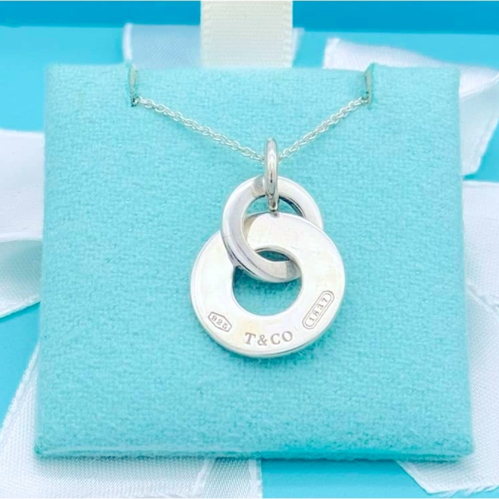 Tiffany & Co. SS Retired Adjustable 1837 Circles Pendant Necklace 16-18” EUC